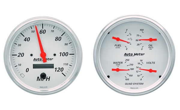 2 PC. GAUGE KIT, 5" QUAD & SPEEDOMETER COMBO, 240-33 Ω, ARCTIC WHITE